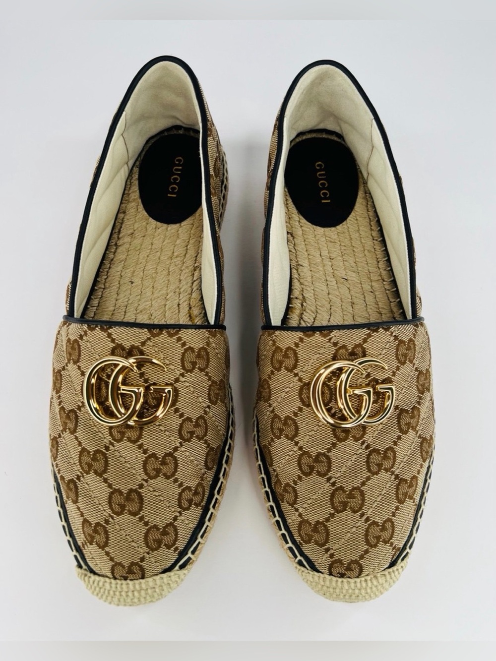 GUCCI Pilar GG Monogram Supreme Canvas Espadrille Logo Flat Loafers EU 40.5 - Picture 9 of 10
